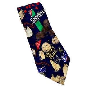 Tie Nabisco Snacks Oreo Chips Ahoy Red Blue Yellow Green 100% Silk Men's Tie